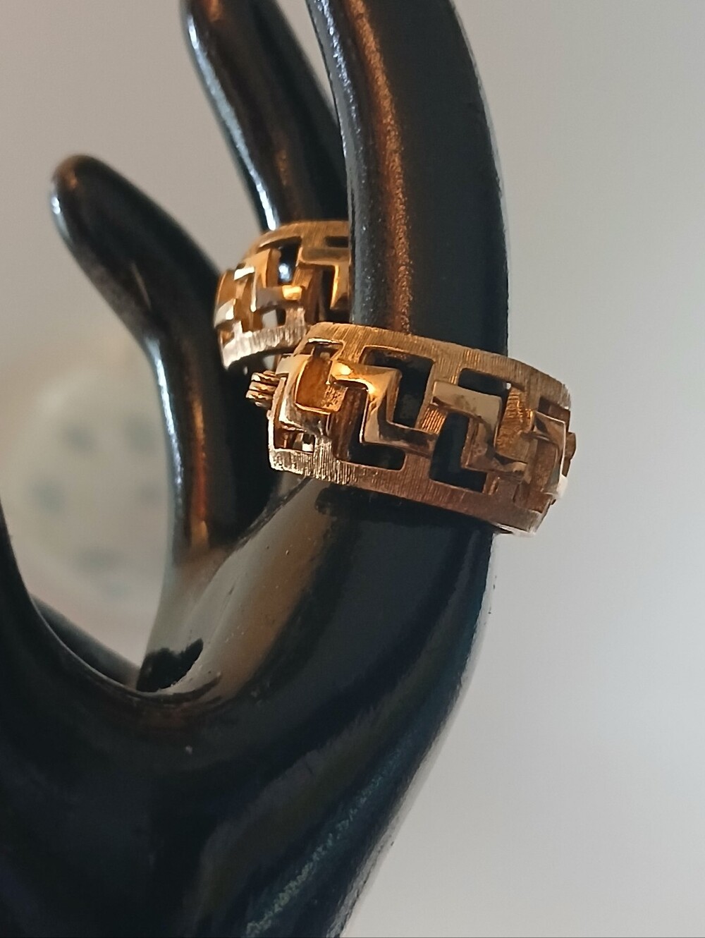 Vintage Monet Earrings Greek Key Hoops Signed Clip Ons